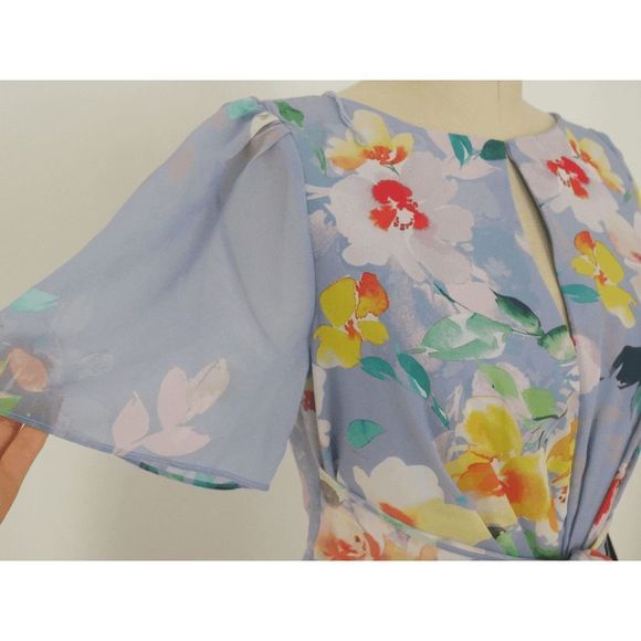 Adrianna Papell Floral Maxi Dress - Blue and Yellow Size 8 - Picture 5 of 6